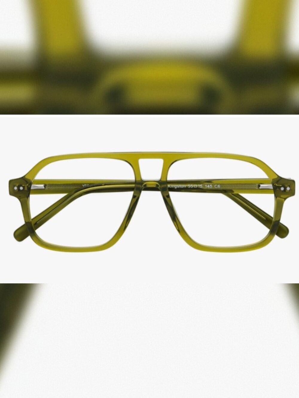 Kingston Olive Green Acetate Aviator Glasses Yesglasses NEW